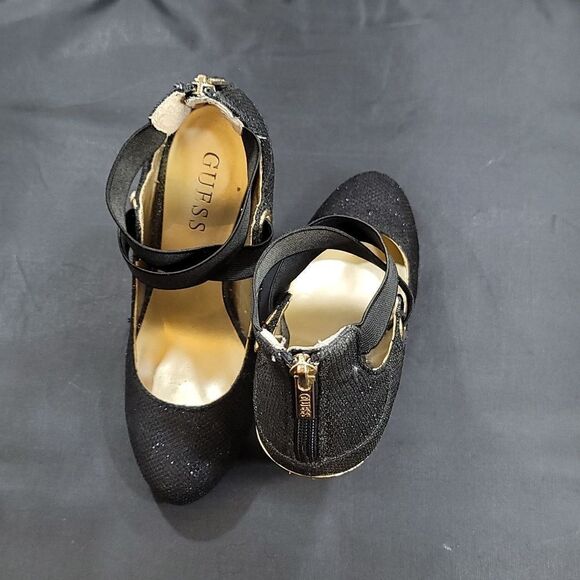 GUESS SHIMMER GLITTER CRISS-CROS STRAPS HIGH HEEL STILETTO PUMP - Picture 3 of 15